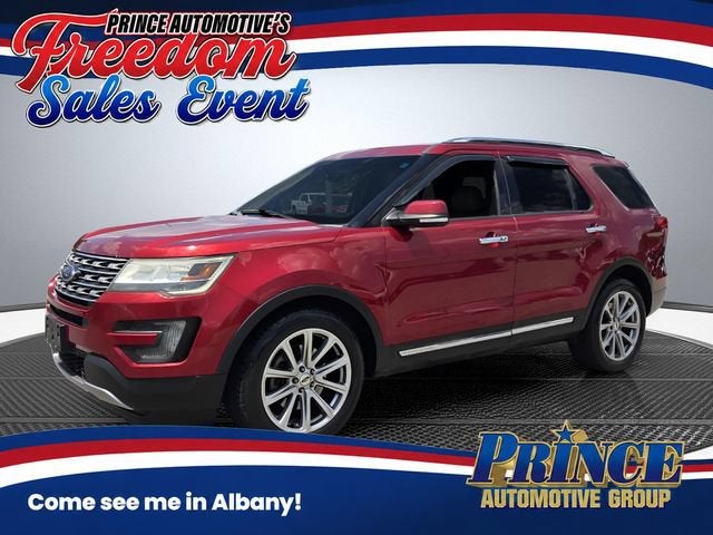 2016 Ford Explorer Limited in Red — front three-quarter view