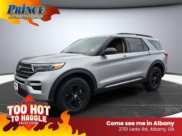2023 Ford Explorer XLT in Silver — front three-quarter view