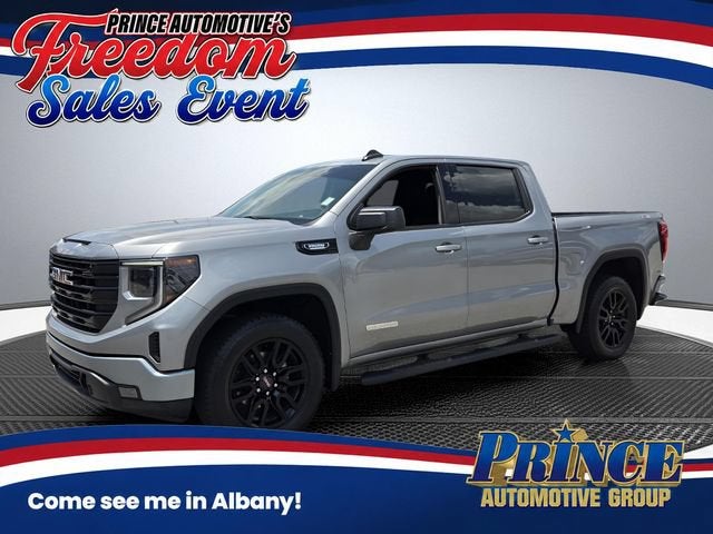 2023 GMC Sierra 1500 Elevation in Sterling Metallic — front three-quarter view