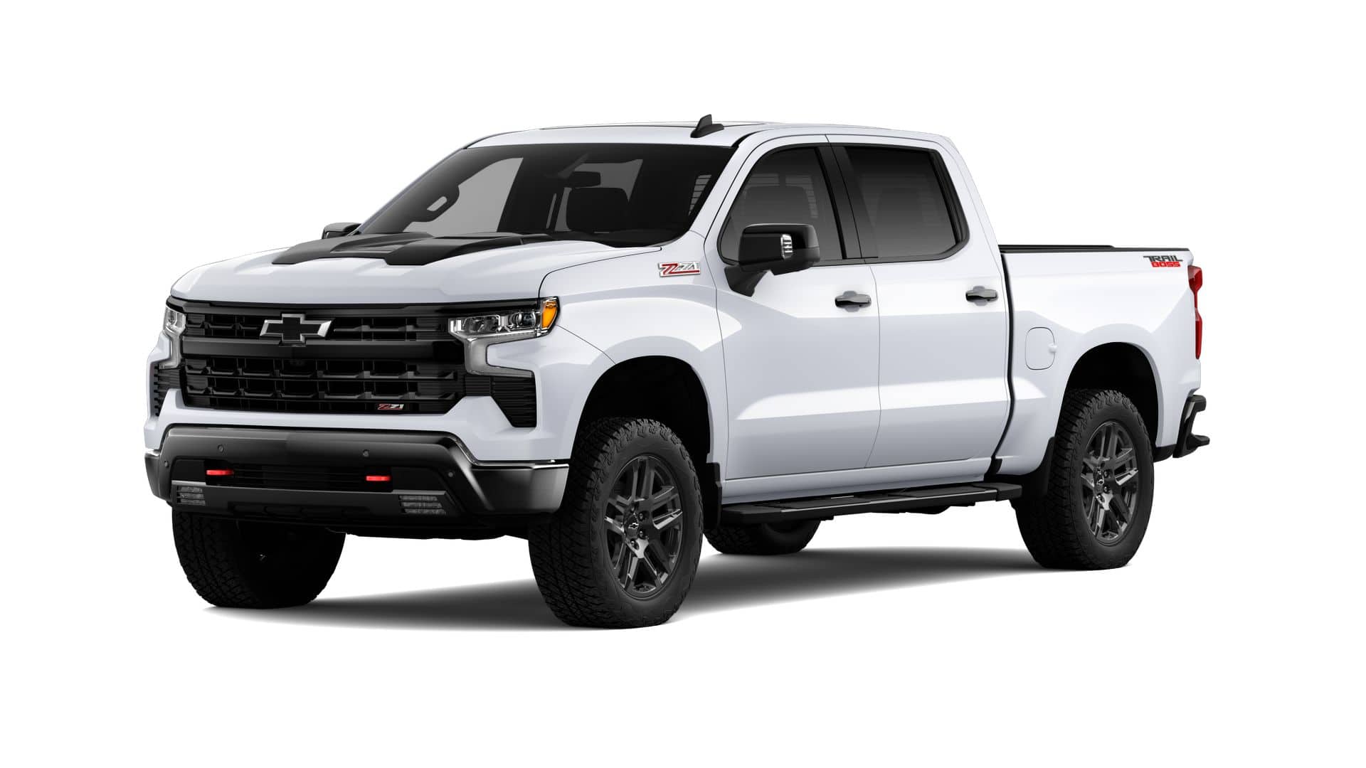 2026 Chevrolet Silverado 1500 LT Trail Boss in Summit White — front three-quarter view